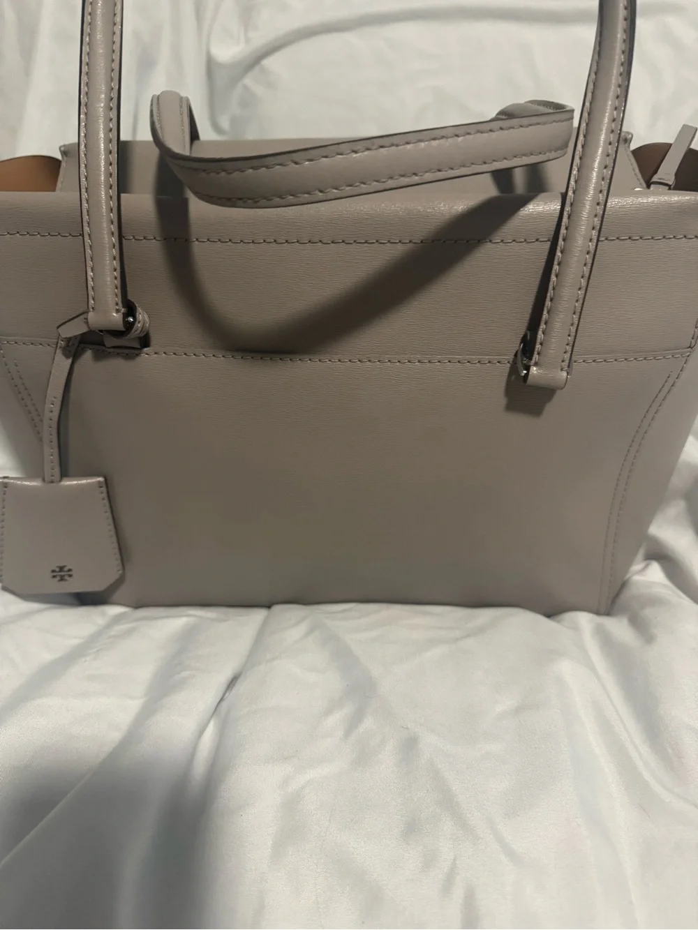 Tory Burch Parker Taupe Leather Top-Handle Bag